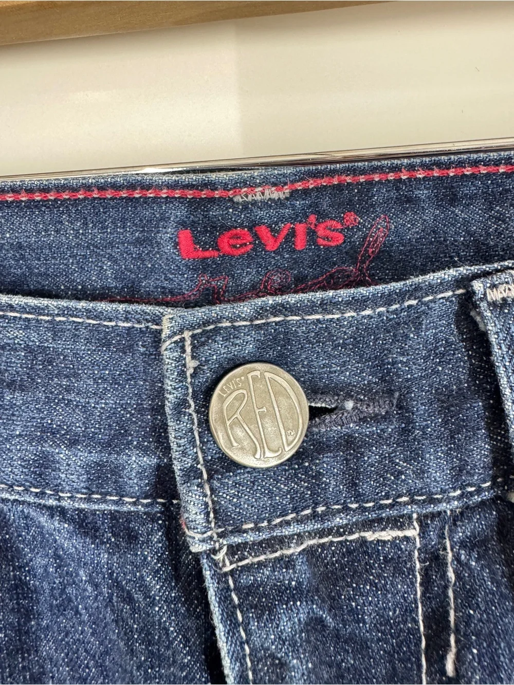 Levi’s Y2K 2000s Mens Bootcut Jeans 34x34 Dark Wash Flap Pocket Western Denim